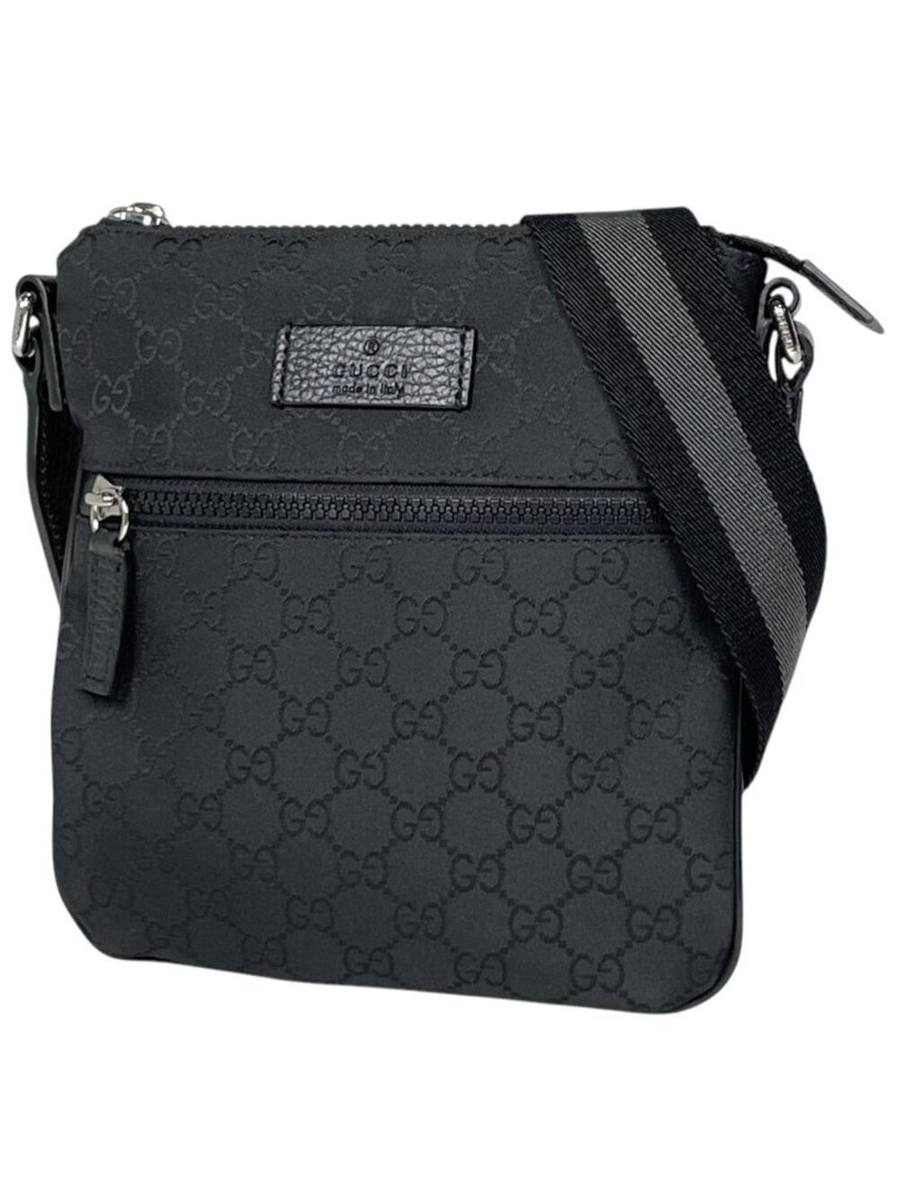 Gucci Shoulder Bag GG Pattern Web Nylon Black